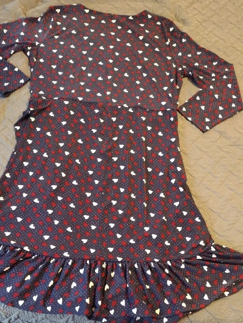Talbots Navy Dress with Red and White Heart Print